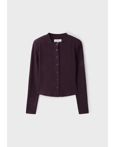 스트라디바리우스 숄더패드 라운드넥 니트 가디건 5001/912/661 AUBERGINE
