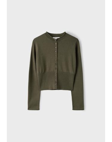 스트라디바리우스 슬림핏 스탠드 칼라 버튼 가디건 5025/430/550 KHAKI