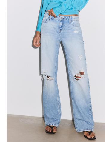 스트라디바리우스 디스트로이드 스트레이트핏 청바지 8350/322/701 MEDIUM LIGHT BLUE DENIM