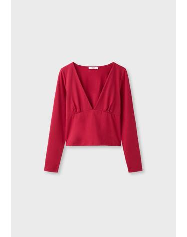 스트라디바리우스 언더버스트 브이넥 긴팔 티셔츠 8075/555/100 RED