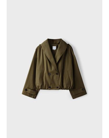 스트라디바리우스 숄 넥 버블헴 숏 트렌치 코트 5781/100/550 KHAKI