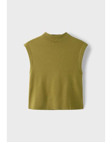 스트라디바리우스 스탠드 칼라 슬림핏 민소매 니트 탑 5009/410/541 OLIVE GREEN