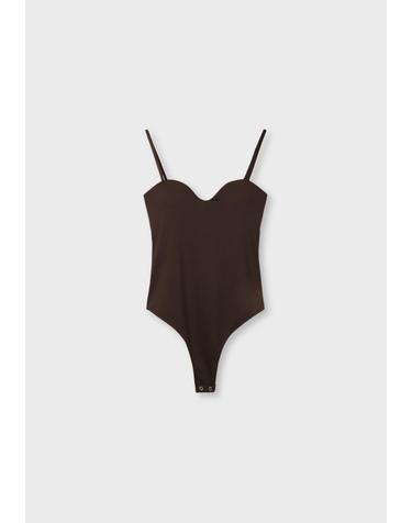 스트라디바리우스 패드컵 하트넥 스트랩 바디수트 6659/586/400 BROWN