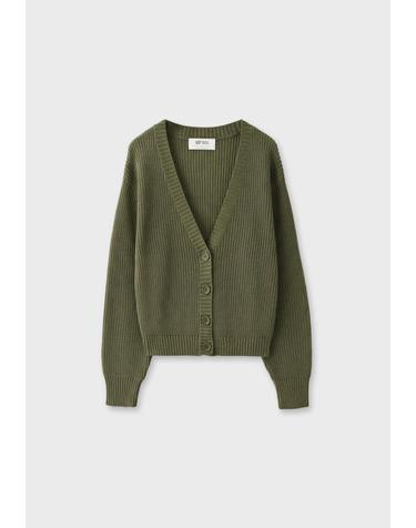 스트라디바리우스 브이넥 버튼업 코튼 니트 가디건 8516/585/550 KHAKI