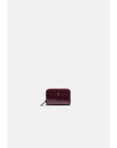 스트라디바리우스 크록 패턴 지퍼 미니 지갑 3728/201/150 BURGUNDY
