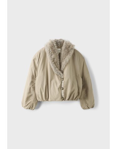 스트라디바리우스 퍼 칼라 크롭 숏 패딩 자켓 5627/100/450 BEIGE