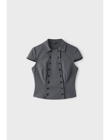 스트라디바리우스 더블브레스트 반팔 셔츠 6235/181/250 DARK GREY