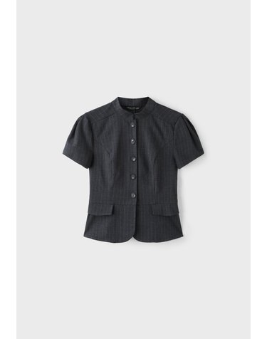 스트라디바리우스 슬림핏 핀스트라이프 반팔 셔츠 6093/048/250 DARK GREY