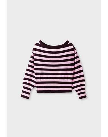 스트라디바리우스 스트라이프 보트넥 니트 스웨터 1645/702/661 AUBERGINE