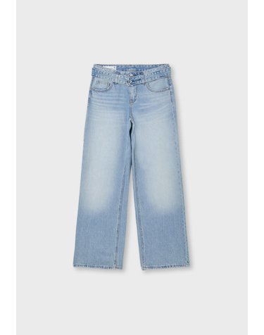 스트라디바리우스 더블웨이스트 와이드 청바지 4806/247/701 MEDIUM LIGHT BLUE DENIM