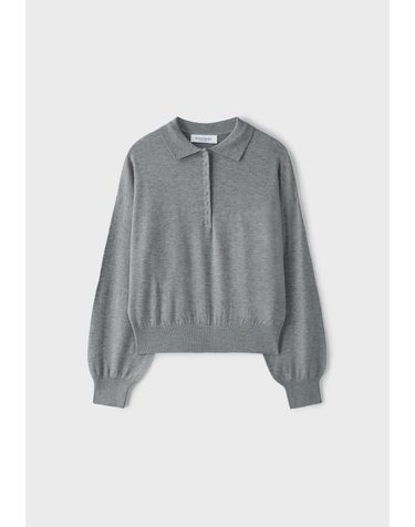 스트라디바리우스 폴로 칼라 버튼 니트 스웨터 5061/411/210 GREY MELANGE