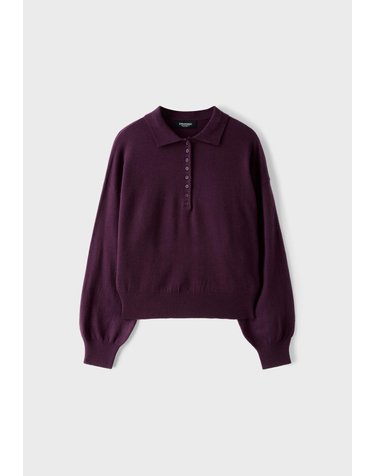 스트라디바리우스 폴로 칼라 버튼 니트 스웨터 5061/411/651 DARK PURPLE