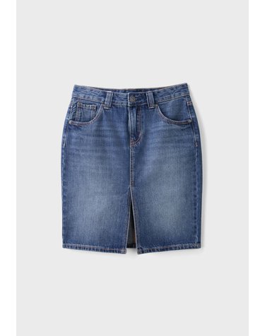 스트라디바리우스 슬릿 데님 미디 스커트 4654/217/715 MEDIUM DENIM WASH