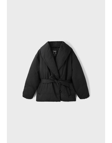 스트라디바리우스 숄 칼라 벨트 패딩 자켓 5879/169/001 BLACK