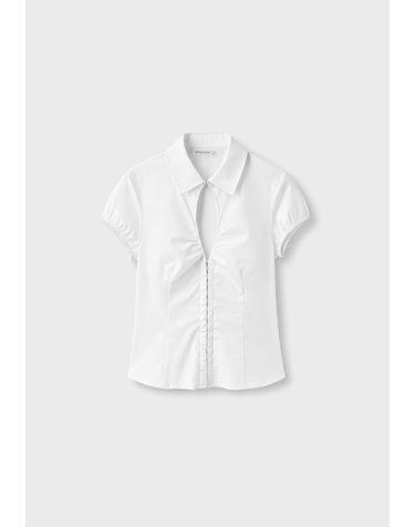 스트라디바리우스 컷아웃 셔링 반팔 셔츠 6091/601/003 WHITE