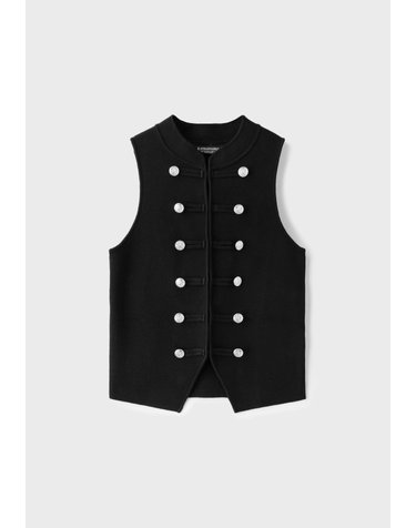 스트라디바리우스 하이넥 더블버튼 니트 베스트 5111/430/001 BLACK