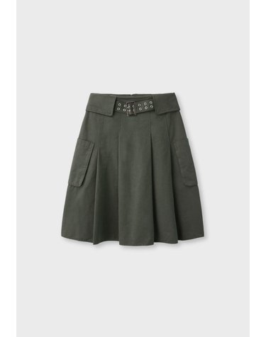 스트라디바리우스 유틸리티 포켓 플리츠 미디 스커트 4687/160/550 KHAKI