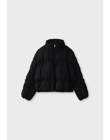 스트라디바리우스 크롭 하이넥 셔링 패딩 자켓 8646/522/001 BLACK