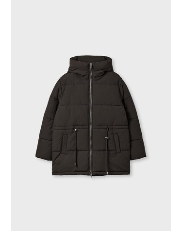스트라디바리우스 후드 드로스트링 패딩 코트 5831/132/400 BROWN