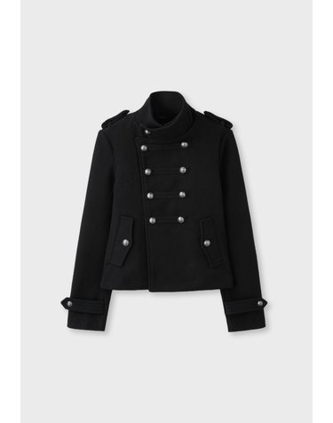 스트라디바리우스 밀리터리 더블버튼 크롭 코트 8635/715/001 BLACK