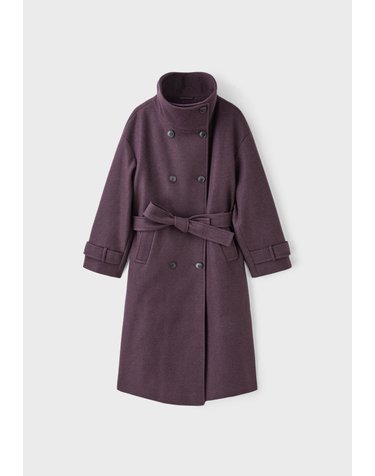 스트라디바리우스 하이넥 더블버튼 벨트 롱 코트 5804/150/650 PURPLE