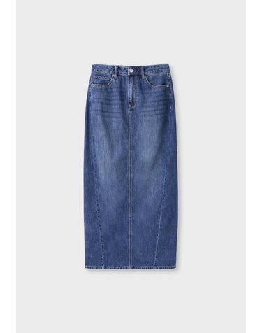 스트라디바리우스 워시드 롱 데님 스커트 4664/257/715 MEDIUM DENIM WASH
