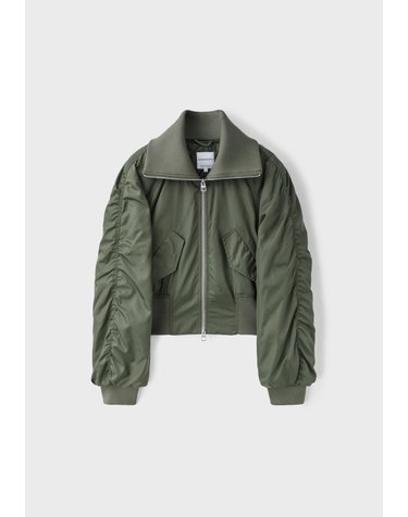스트라디바리우스 크롭 하이넥 셔링 봄버 자켓 5799/105/550 KHAKI