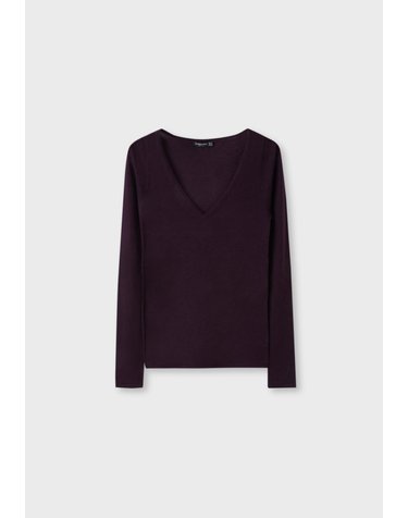 스트라디바리우스 울 실크 브이넥 니트 스웨터 8507/410/661 AUBERGINE