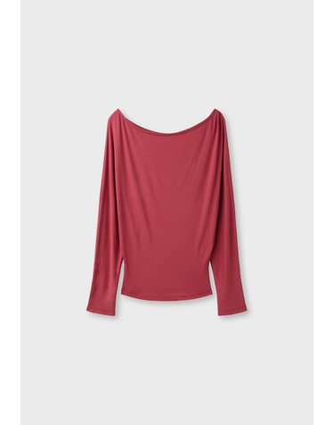 스트라디바리우스 보트넥 새시 디테일 긴팔 탑 8048/625/101 DARK RED