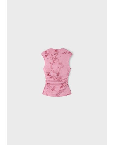 스트라디바리우스 플록 플로럴 퍼넬넥 슬림핏 탑 6647/431/149 SALMON PINK