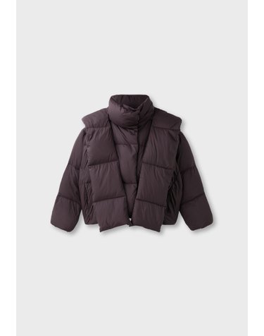 스트라디바리우스 스카프 크롭 패딩 자켓 5615/001/400 BROWN