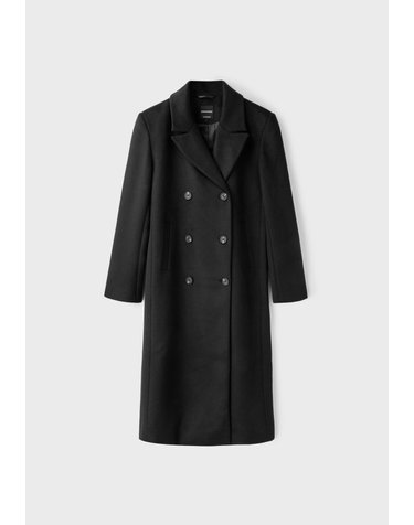 스트라디바리우스 더블브레스트 펠트 롱 코트 5808/160/001 BLACK
