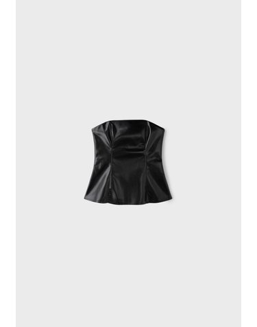 스트라디바리우스 가죽 이펙트 뷔스티에 탑 6248/301/001 BLACK