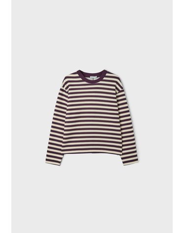 스트라디바리우스 스트라이프 라운드넥 니트 티셔츠 6535/501/651 DARK PURPLE