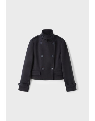 스트라디바리우스 더블버튼 하이넥 숏 코트 8637/650/010 NAVY BLUE