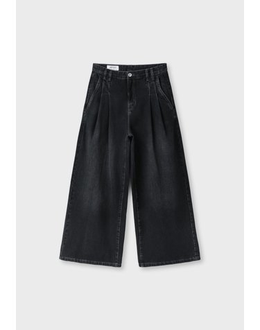 스트라디바리우스 플리츠 와이드핏 청바지 8343/328/708 BLACK DENIM WASHED EFFECT