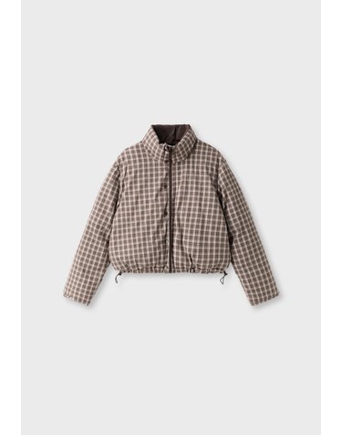 스트라디바리우스 리버시블 체크 크롭 패딩 자켓 8761/266/401 BROWN