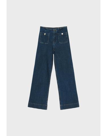 스트라디바리우스 미니멀 패치포켓 플레어 청바지 1477/779/732 MEDIUM BLUE