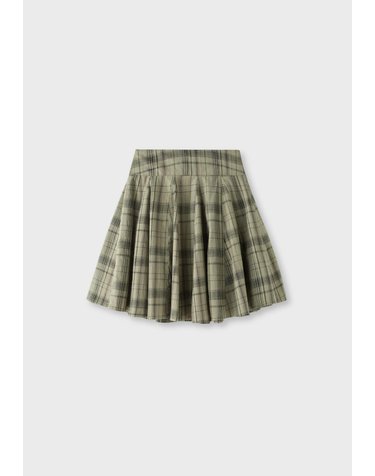 스트라디바리우스 체크 A라인 고데 미니 스커트 7422/261/550 KHAKI