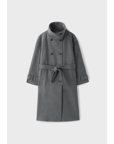 스트라디바리우스 소프트 하이넥 벨트 롱 코트 5804/151/250 CHARCOAL GREY