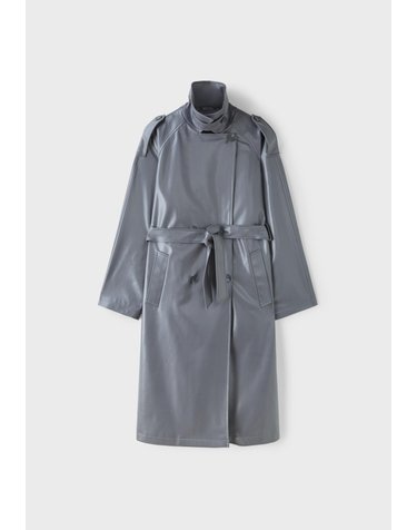 스트라디바리우스 가죽 이펙트 롱 트렌치 코트 5830/128/250 CHARCOAL GREY