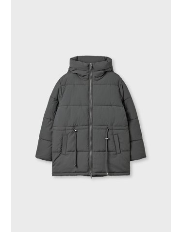 스트라디바리우스 후드 미디 패딩 코트 5831/132/250 CHARCOAL GREY