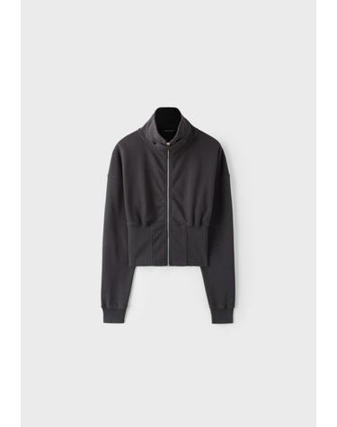 스트라디바리우스 크롭 하이넥 집업 스웨트셔츠 8758/569/250 CHARCOAL GREY