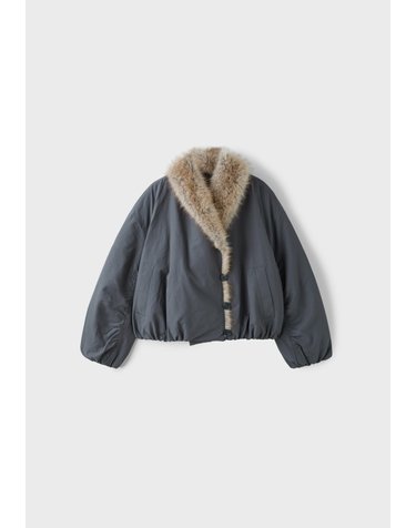 스트라디바리우스 퍼 숄칼라 크롭 패딩 자켓 5627/514/250 CHARCOAL GREY