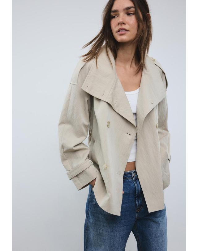 스트라디바리우스 스트라디바리우스 하이넥 더블버튼 벨트 트렌치코트 1844/465/450 BEIGE 멀티컬러 착용컷