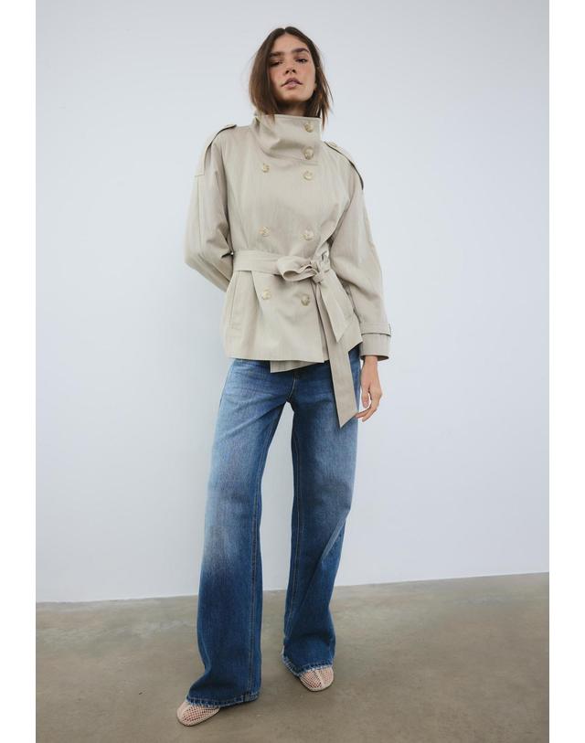 스트라디바리우스 스트라디바리우스 하이넥 더블버튼 벨트 트렌치코트 1844/465/450 BEIGE 멀티컬러 착용컷