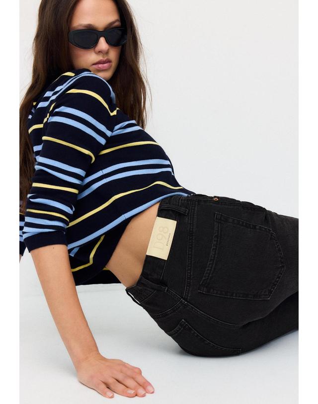 스트라디바리우스 스트라디바리우스 빈티지 스트레이트핏 블랙 데님 진 1499/499/708 BLACK DENIM WASHED EFFECT 착용컷