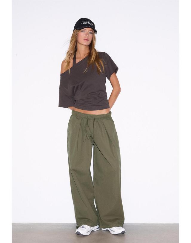 스트라디바리우스 스트라디바리우스 스토퍼 와이드 배럴 포플린 팬츠 7266/400/550 KHAKI 카키 착용컷