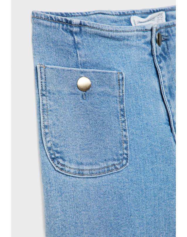 스트라디바리우스 스트라디바리우스 하이웨이스트 와이드 플레어 진 1477/779/701 MEDIUM LIGHT BLUE DENIM 블루 착용컷
