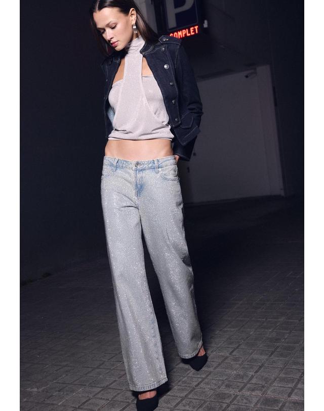 스트라디바리우스 스트라디바리우스 글리터 로우라이즈 스트레이트 데님 진 1403/456/704 OVERDYED BLUE DENIM 블루 착용컷